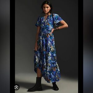 NWT Anthropologie Sommerset Maxi Dress XSP Sapphire Blue